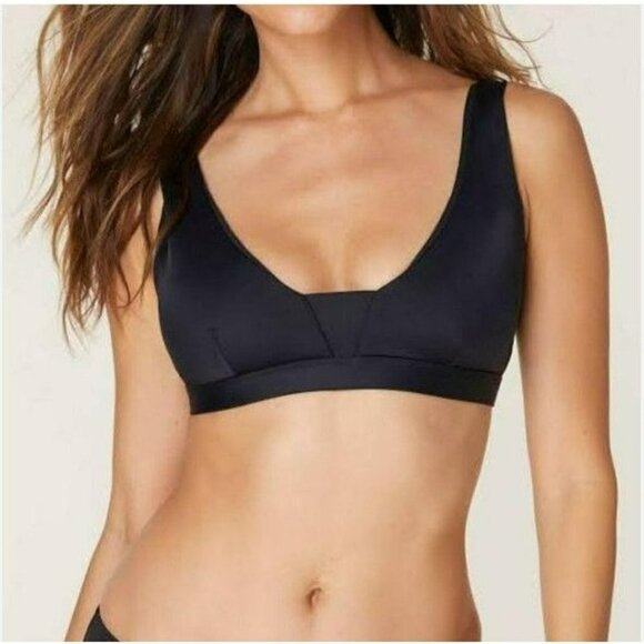 Andie Other - Andie Swim The Tahiti‎ Black Top Eco Nylon Top NWT Large
